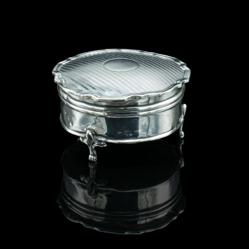 SMALL ANTIQUE DRESSING TABLE RING BOX ENGLISH SILVER BIRMINGHAM HALLMARK 1921 - ADDITIONAL PHOTO 1