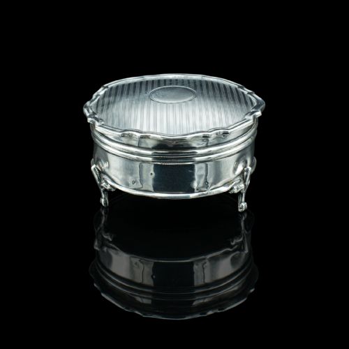 SMALL ANTIQUE DRESSING TABLE RING BOX ENGLISH SILVER BIRMINGHAM HALLMARK 1921 - ADDITIONAL PHOTO 2