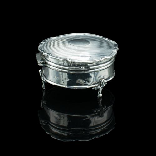 SMALL ANTIQUE DRESSING TABLE RING BOX ENGLISH SILVER BIRMINGHAM HALLMARK 1921 - ADDITIONAL PHOTO 3