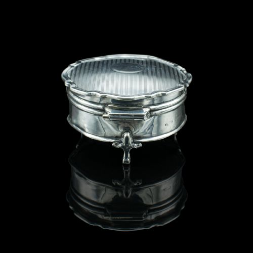 SMALL ANTIQUE DRESSING TABLE RING BOX ENGLISH SILVER BIRMINGHAM HALLMARK 1921 - ADDITIONAL PHOTO 4