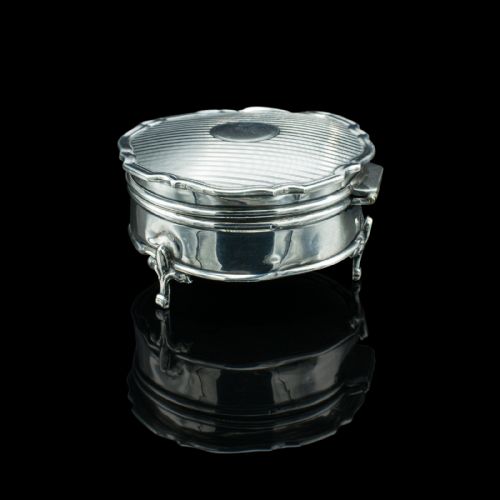 SMALL ANTIQUE DRESSING TABLE RING BOX ENGLISH SILVER BIRMINGHAM HALLMARK 1921 - ADDITIONAL PHOTO 5