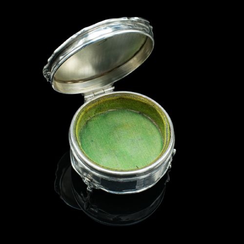SMALL ANTIQUE DRESSING TABLE RING BOX ENGLISH SILVER BIRMINGHAM HALLMARK 1921 - ADDITIONAL PHOTO 6