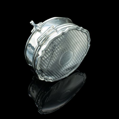 SMALL ANTIQUE DRESSING TABLE RING BOX ENGLISH SILVER BIRMINGHAM HALLMARK 1921 - ADDITIONAL PHOTO 7