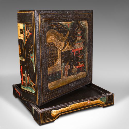 fig 1. Antique Ceremonial Presentation Box, Japanese, Lacquered, Decor, Victorian, 1860