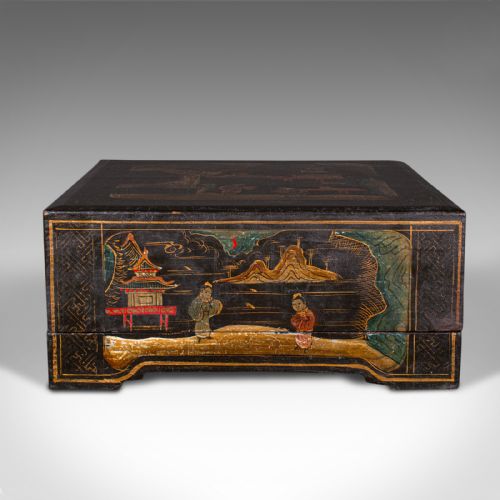 fig 2. Antique Ceremonial Presentation Box, Japanese, Lacquered, Decor, Victorian, 1860