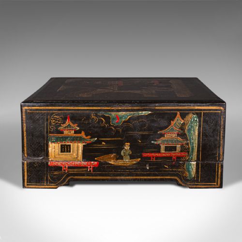 fig 4. Antique Ceremonial Presentation Box, Japanese, Lacquered, Decor, Victorian, 1860