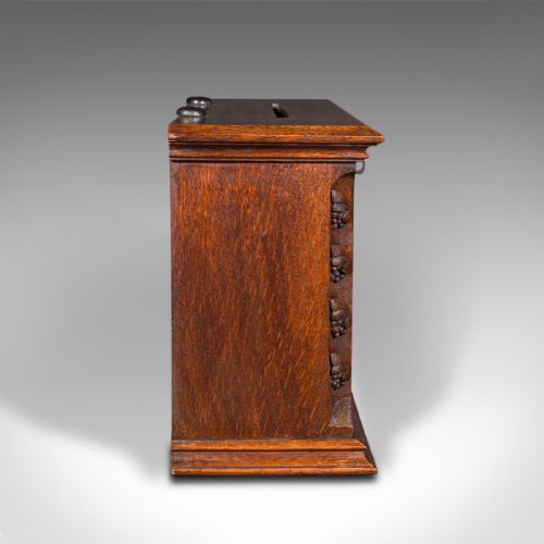 fig 3. Antique Hotel Key Box, Scottish, Oak, Counter Letterbox, Gothic Taste, Victorian
