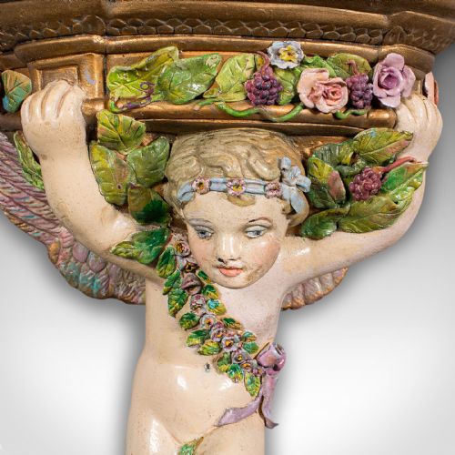 ANTIQUE DECORATIVE CLOCK MOUNT ENGLISH PLASTER WALL SCONCE EARLY VICTORIAN - ADDITIONAL PHOTO 5
