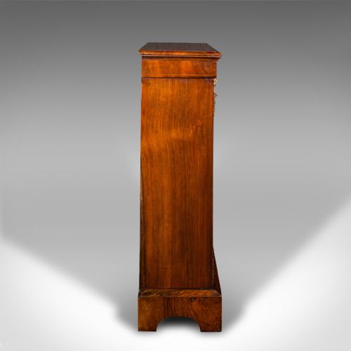 ANTIQUE PIER CABINET ENGLISH WALNUT BOXWOOD INLAY DISPLAY CUPBOARD REGENCY - ADDITIONAL PHOTO 3