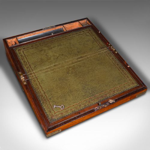fig 1. Antique Campaign Writing Slope, English, Walnut, Correspondence Box, Victorian