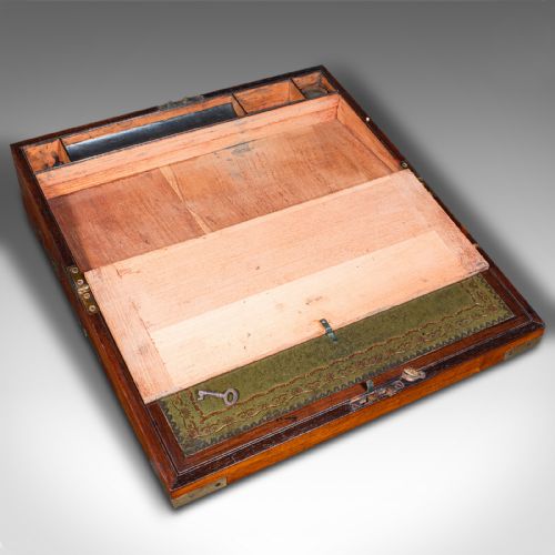fig 2. Antique Campaign Writing Slope, English, Walnut, Correspondence Box, Victorian