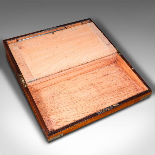 fig 3. Antique Campaign Writing Slope, English, Walnut, Correspondence Box, Victorian