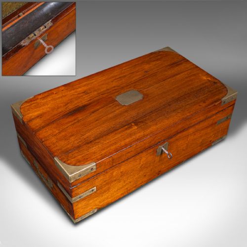 fig 4. Antique Campaign Writing Slope, English, Walnut, Correspondence Box, Victorian