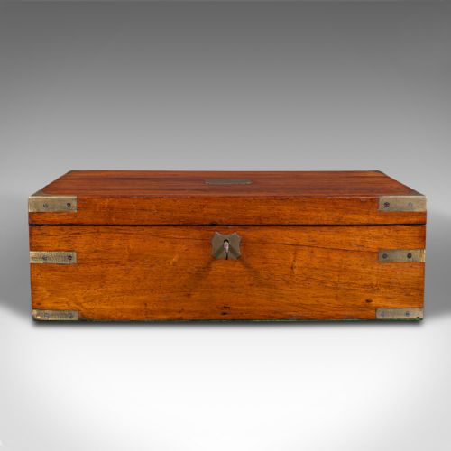 fig 5. Antique Campaign Writing Slope, English, Walnut, Correspondence Box, Victorian