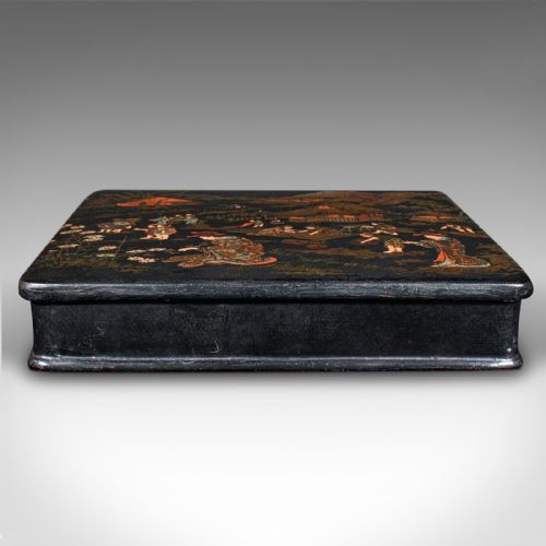 fig 4. Antique Presentation Box, Japanese, Lacquered, Hand Painted, Oriental, Victorian