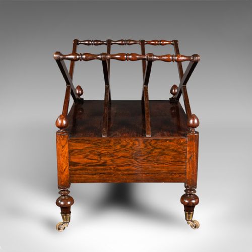 fig 2. Antique Canterbury Rack, English, 3 Section, Magazine, Newspaper Stand, Regency
