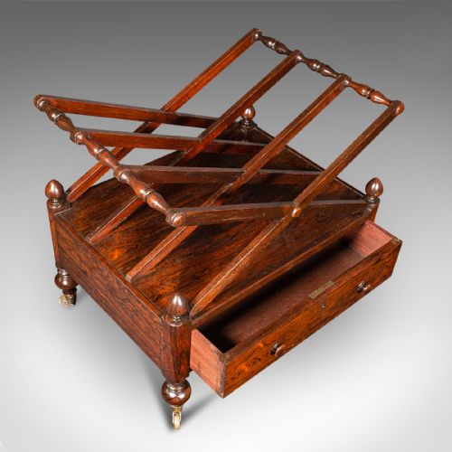 fig 5. Antique Canterbury Rack, English, 3 Section, Magazine, Newspaper Stand, Regency
