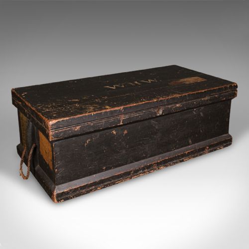 Antique Shipwright's Chest, English, Stained Pine, Workman's Trunk, Victorian