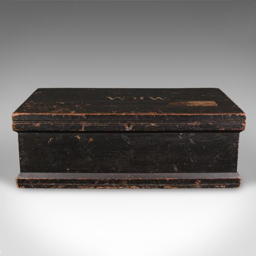 fig 2. Antique Shipwright's Chest, English, Stained Pine, Workman's Trunk, Victorian