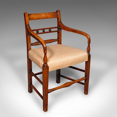 Antique Elbow Chair, English, Fruitwood, Office, Desk Seat, Victorian, C.1870