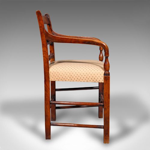 fig 2. Antique Elbow Chair, English, Fruitwood, Office, Desk Seat, Victorian, C.1870