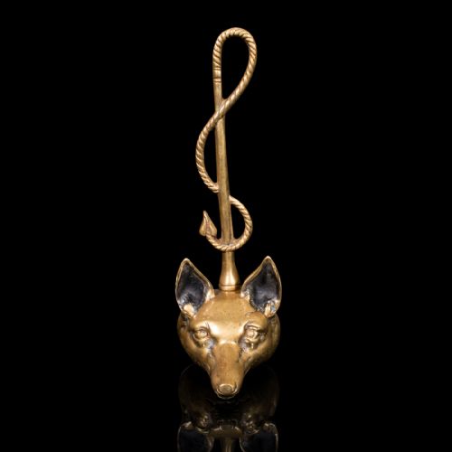 fig 1. Antique Fox Head Doorstop, English, Brass, Country House, Door Keep, Victorian