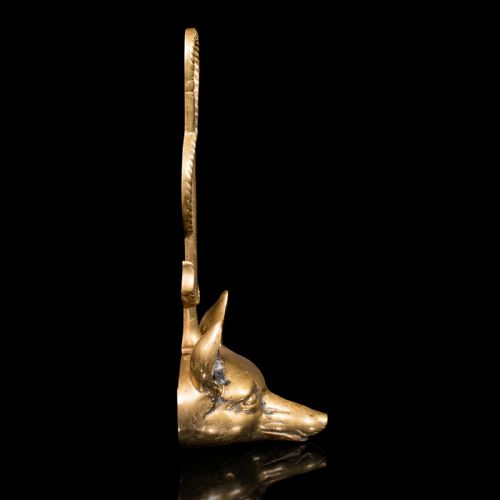 fig 3. Antique Fox Head Doorstop, English, Brass, Country House, Door Keep, Victorian