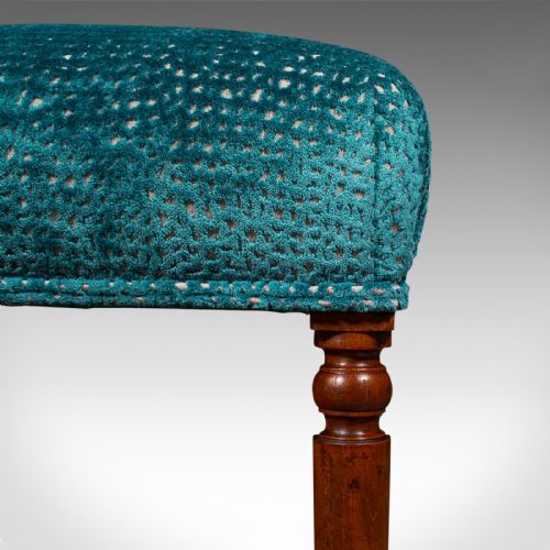 ANTIQUE DRESSING STOOL ENGLISH CHENILLE UPHOLSTERY FOOTSTOOL REGENCY C1820 - ADDITIONAL PHOTO 7