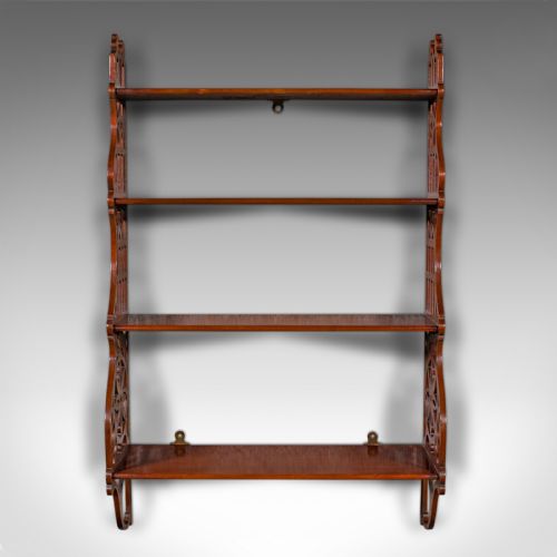 fig 1. Antique 4-Tier Mounted Whatnot, English, Wall Display Shelves, Edwardian, C.1910