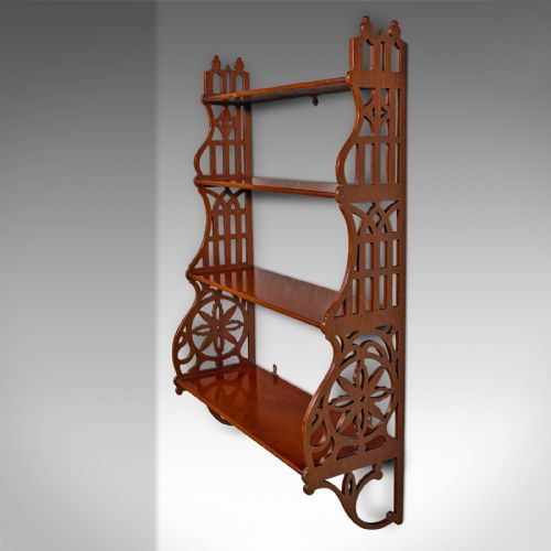 fig 2. Antique 4-Tier Mounted Whatnot, English, Wall Display Shelves, Edwardian, C.1910