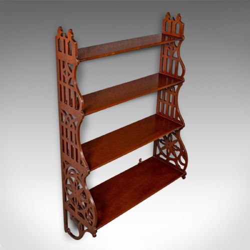 fig 3. Antique 4-Tier Mounted Whatnot, English, Wall Display Shelves, Edwardian, C.1910