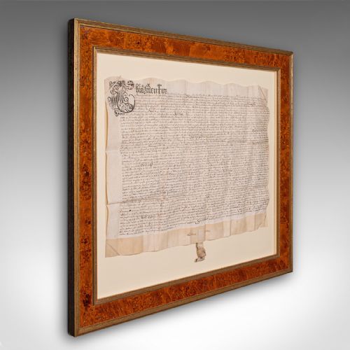 Antique Framed Indenture, English, Vellum, Document, 17th Century, Dated 1671