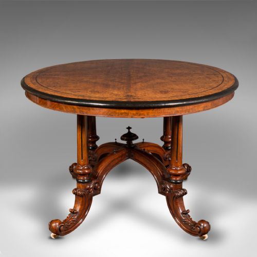 fig 3. Antique Oval Looe Table, English, Walnut, 4 Seat, Centrepiece, Early Victorian