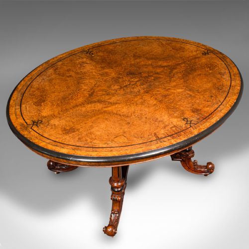 fig 5. Antique Oval Looe Table, English, Walnut, 4 Seat, Centrepiece, Early Victorian