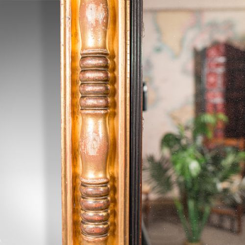 LARGE ANTIQUE OVERMANTLE MIRROR ENGLISH GILTWOOD MERCURY GLASS REGENCY 1820 - ADDITIONAL PHOTO 4