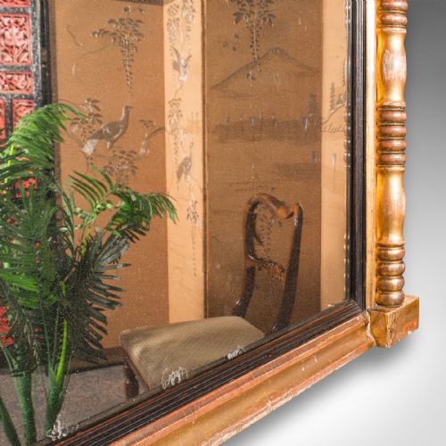 LARGE ANTIQUE OVERMANTLE MIRROR ENGLISH GILTWOOD MERCURY GLASS REGENCY 1820 - ADDITIONAL PHOTO 7
