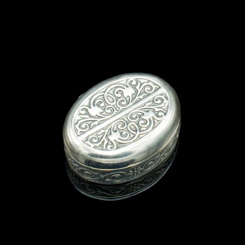 Small Antique Snuff Pot, Continental, Silver, Pill Box, Art Nouveau, Victorian