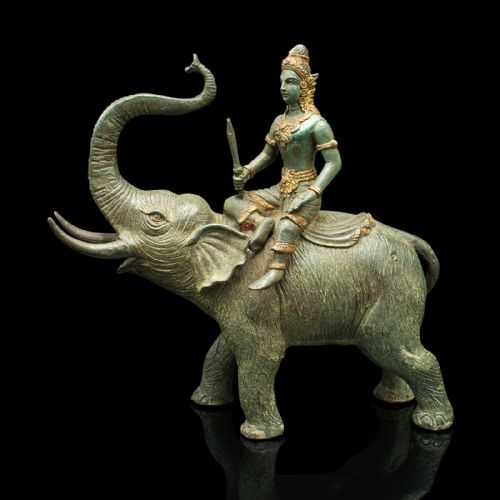 fig 1. Antique Elephant Figure, Asian, Bronze, Ornament, Thai Deity, Victorian, C.1880