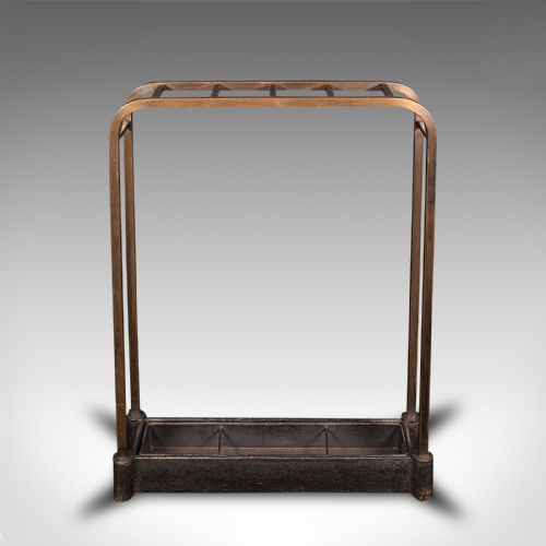 fig 1. Antique Segmented Stick Stand, English, Brass, Umbrella Rack, Hallway, Victorian