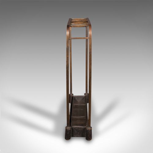 fig 2. Antique Segmented Stick Stand, English, Brass, Umbrella Rack, Hallway, Victorian