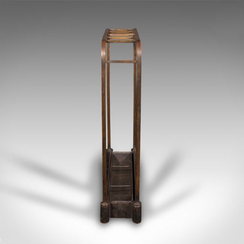 fig 3. Antique Segmented Stick Stand, English, Brass, Umbrella Rack, Hallway, Victorian