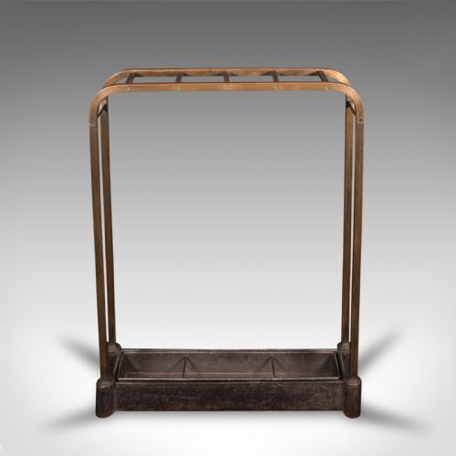 fig 4. Antique Segmented Stick Stand, English, Brass, Umbrella Rack, Hallway, Victorian
