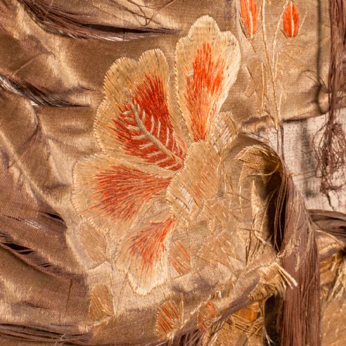 ANTIQUE PHOTOGRAPHIC PROP SCREEN JAPANESE SILK COTTON ROOM DIVIDER VICTORIAN - ADDITIONAL PHOTO 6