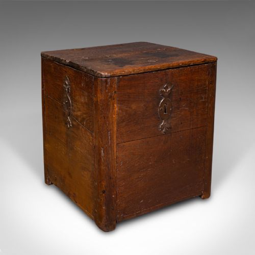 ANTIQUE MAIL CARRIAGE STRONG BOX ENGLISH OAK SECURITY CHEST EARLY GEORGIAN
