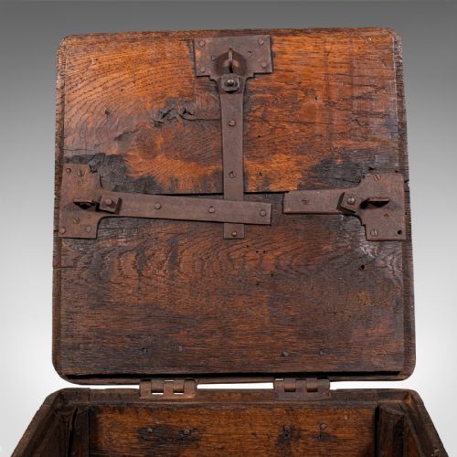 ANTIQUE MAIL CARRIAGE STRONG BOX ENGLISH OAK SECURITY CHEST EARLY GEORGIAN - ADDITIONAL PHOTO 8