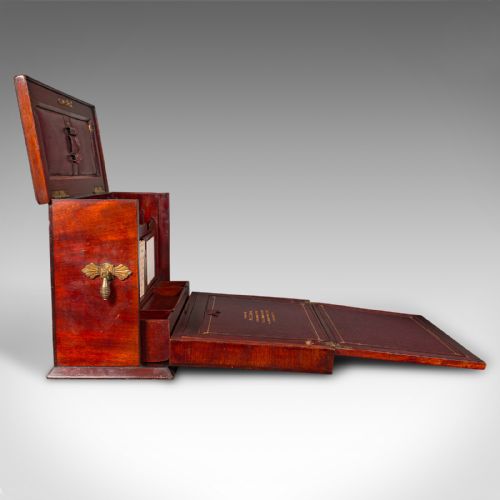 fig 4. Antique Travelling Writing Slope, English, Correspondence Box, Victorian, C.1899
