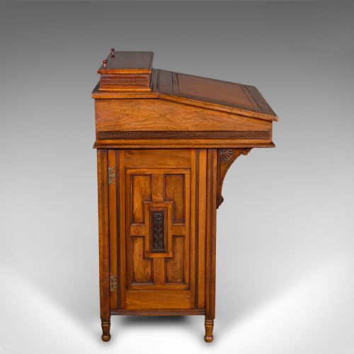 ANTIQUE GENTLEMAN'S DAVENPORT ENGLISH WALNUT WRITING DESK VICTORIAN C1880 - ADDITIONAL PHOTO 1