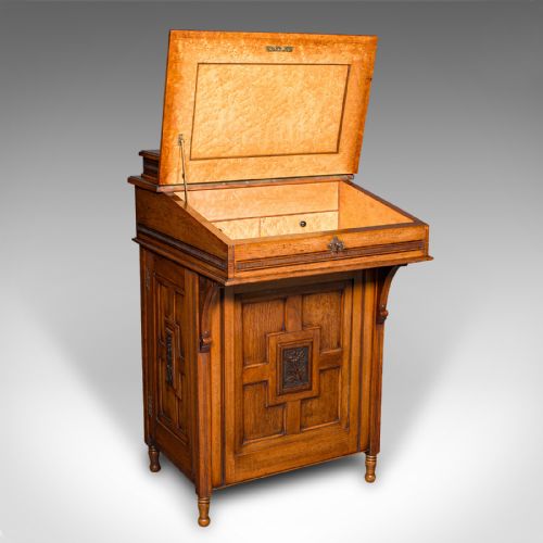 ANTIQUE GENTLEMAN'S DAVENPORT ENGLISH WALNUT WRITING DESK VICTORIAN C1880 - ADDITIONAL PHOTO 2