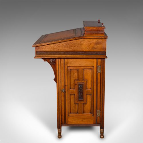ANTIQUE GENTLEMAN'S DAVENPORT ENGLISH WALNUT WRITING DESK VICTORIAN C1880 - ADDITIONAL PHOTO 3