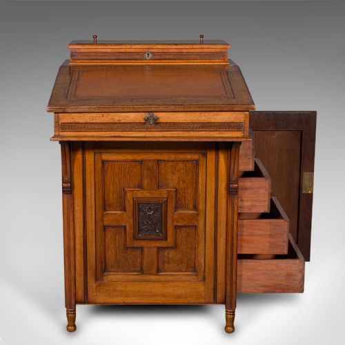 ANTIQUE GENTLEMAN'S DAVENPORT ENGLISH WALNUT WRITING DESK VICTORIAN C1880 - ADDITIONAL PHOTO 5